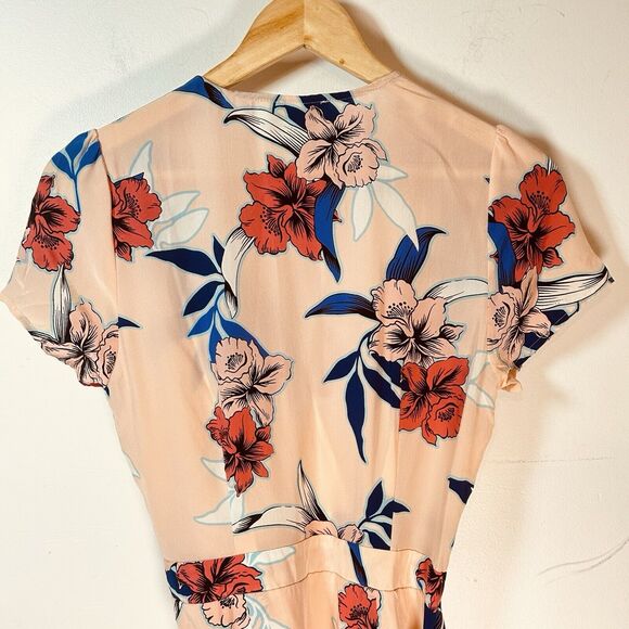 Yumi Kim Soho Mixer Floral Wrap Mini Dress Silk Peach Size XS NWOT - Picture 6 of 10